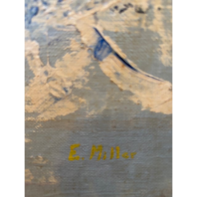 Blue Vintage Abstract Seascape Oil Painting For Sale - Image 8 of 11