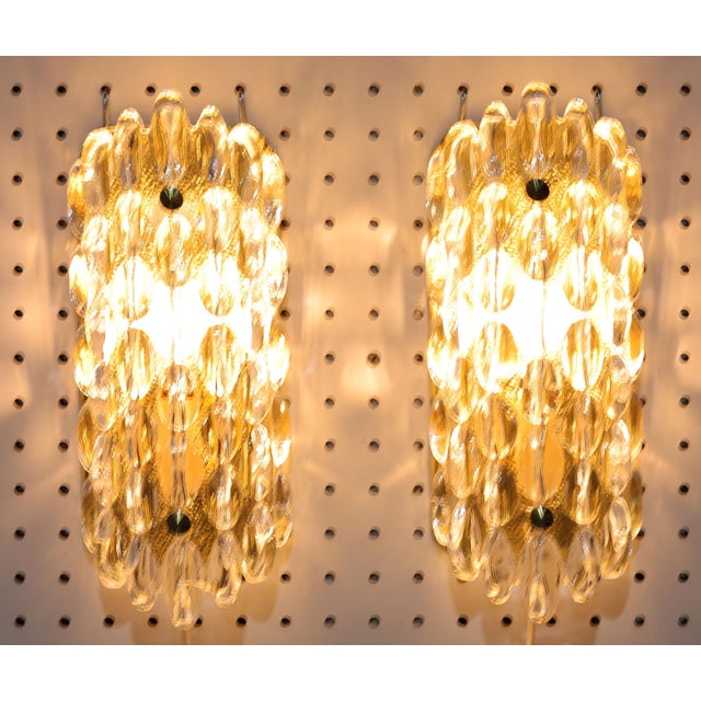 Orrefors 1950s Karl Fagerland for Orrefors Bubble Crystal Wall Sconces - a Pair For Sale - Image 4 of 6