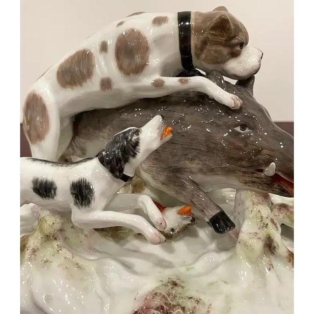 18th Century Höchst Porcelain Group 'Wild Boar With Dogs' For Sale - Image 11 of 13
