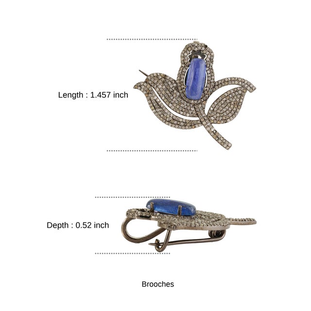 2.5 Ct Tanzanite & Diamond Tulip Convertible Brooch Pendant in 925 Sterling Silver For Sale - Image 14 of 16