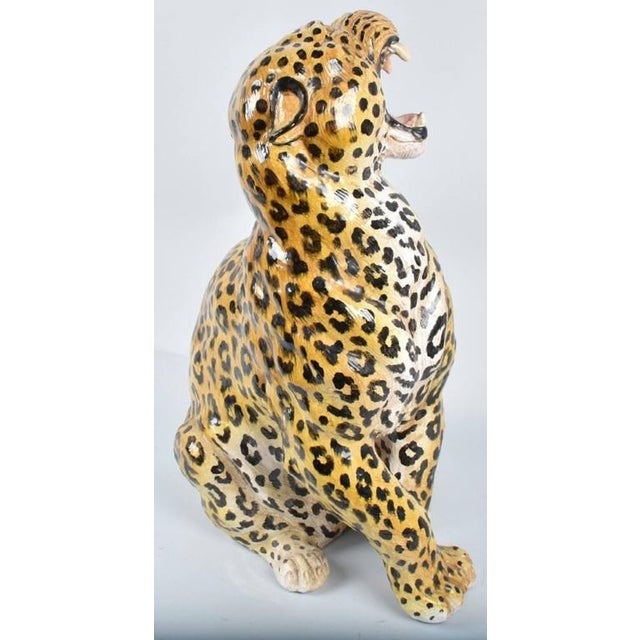 20th Century Italian HandPainted Statue of Seated Leopard Chairish
