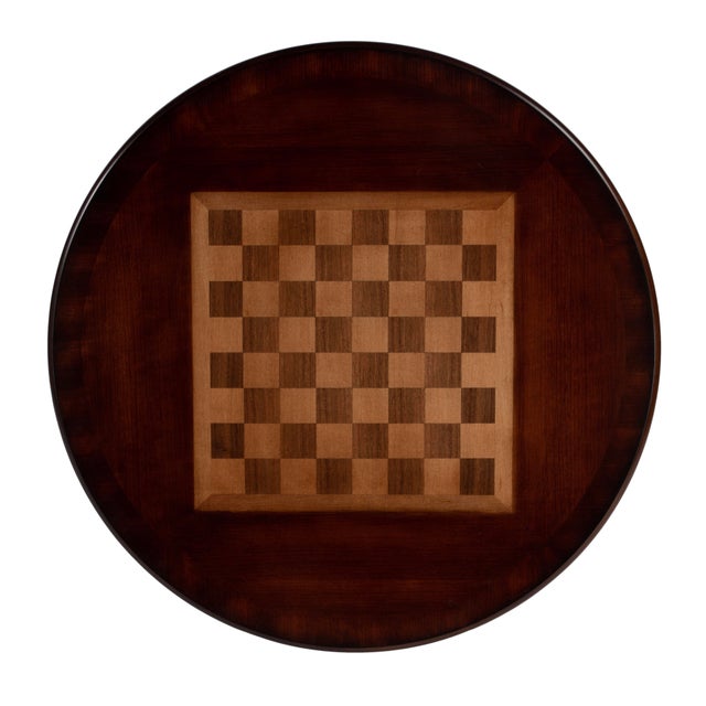 Wood Fredrik 34 in. W Round Wood Pedestal Base Game table, Cherry For Sale - Image 7 of 8