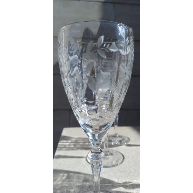 1930s Rock Sharpe Water Glasses Bird of Paradise Floral Set of Five (5x) For Sale - Image 9 of 12