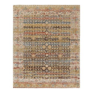 Rug & Kilim’s Modern Block Print Rug with Colorful Geometric Floral Patterns - 4x6 For Sale