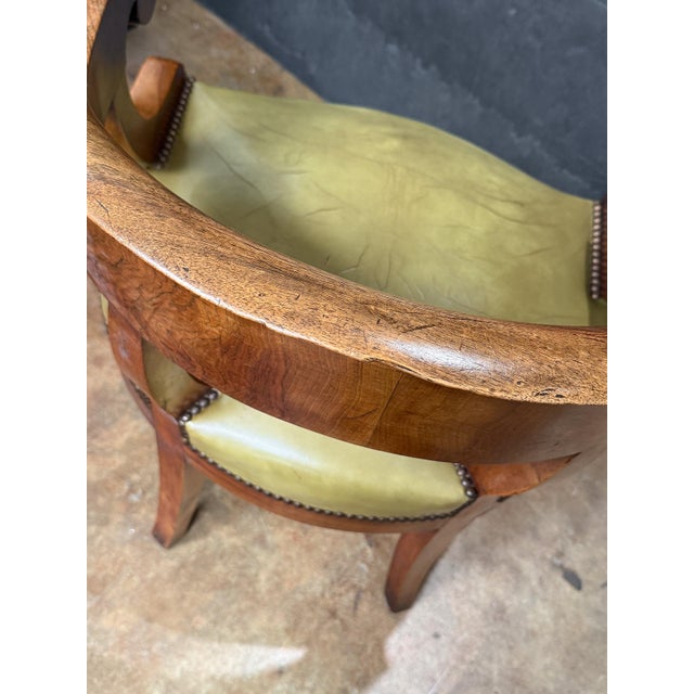Louis Philippe Desk Armchair or Fauteuil De Bureau of Leather and Turned Walnut For Sale - Image 10 of 15