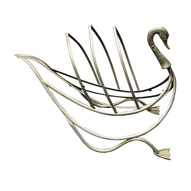 Italian Nickel-Plated Brass Magazine Rack, 1970s For Sale