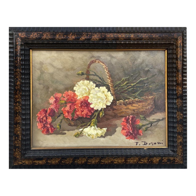 F. Baroni, Carnations, 1920s-1940s, Oil on Panel, Framed For Sale