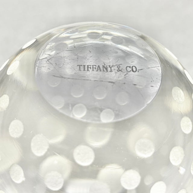 Vintage Tiffany & Co Frosted Polka Dot Crystal Sphere Paperweight For Sale In New York - Image 6 of 6