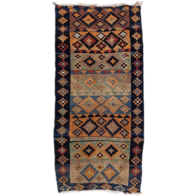 Orange 1960s Vintage Turkish Kilim Multicolor Handmade Tribal Wool Rug For Sale - Image 8 of 8