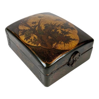20th Century Hand Painted Leather Jewelry Box For Sale