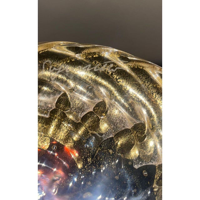 Elegant Pair of Murano Black & Gold Vases by Pino Signoretto. Italy, 1960's. For Sale - Image 9 of 9