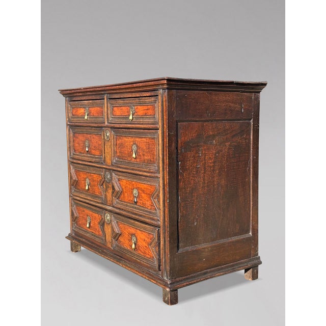Antique Charles II Oak Geometric Chest of Drawers, 1680 For Sale - Image 11 of 13