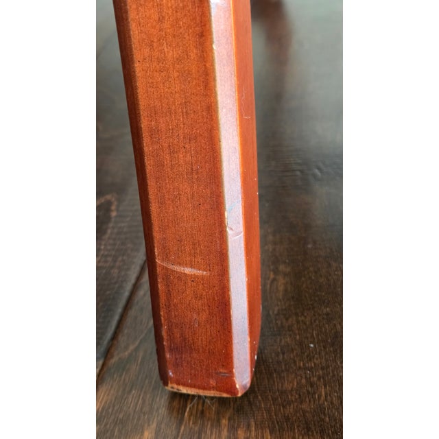 1980s Attributed to Ethan Allen Pair of Upholstered Armchairs Blue Diamonds For Sale - Image 9 of 13