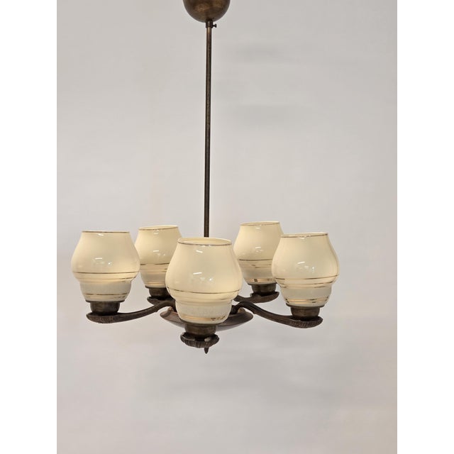 Metal Glass Ceiling Lamp Model 1376 by Paavo Tynell for Oy Taito Ab, 1930s For Sale - Image 7 of 18