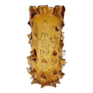 Vintage Murano Barovier & Toso Amber Mugnoni Art Glass Vase