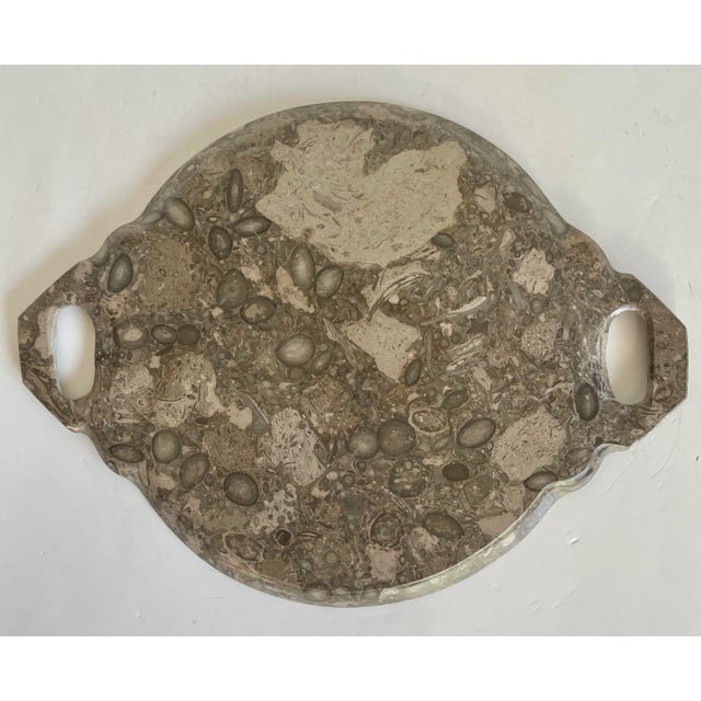 Mid 20th Century Mid 20th Century Natural Fossilized Stone Serving Display Tray For Sale - Image 5 of 7