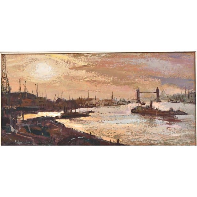 Up for sale is a very nice quality vintage original nautical oil painting by listed American artist George Schwacha...