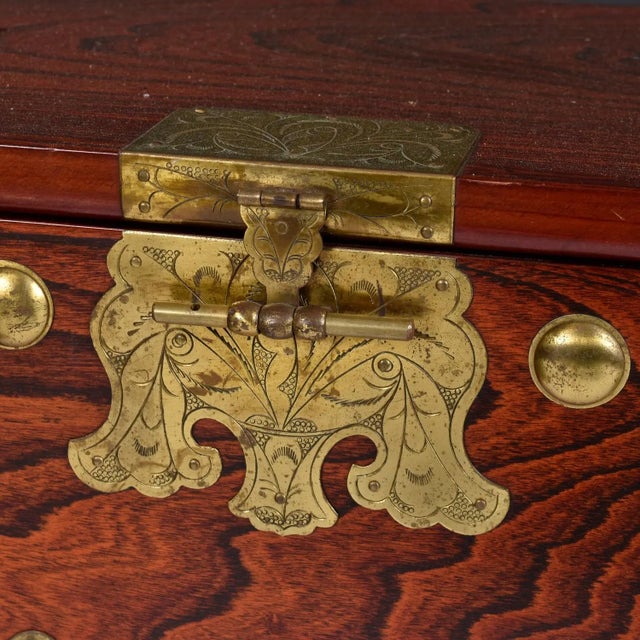 Brown Vintage Asian Chinoiserie Rosewood Tansu Chest Nightstand or End Table Brass Hardware For Sale - Image 8 of 12