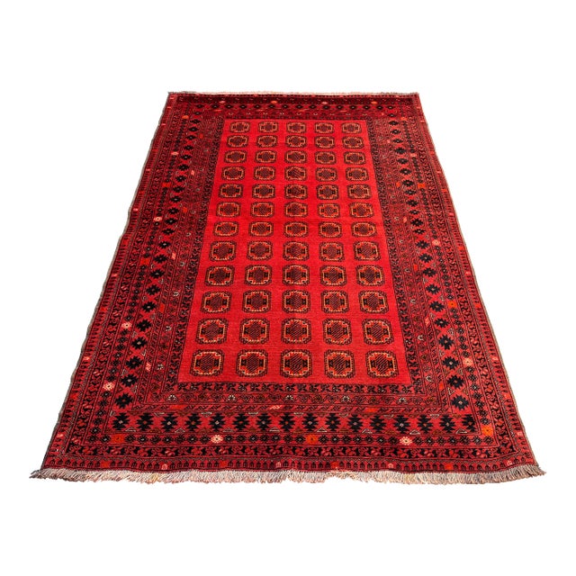 Vintage Afghan Turkmen Ersari Tekke Gul Rug - 6'2" X 3'10" For Sale