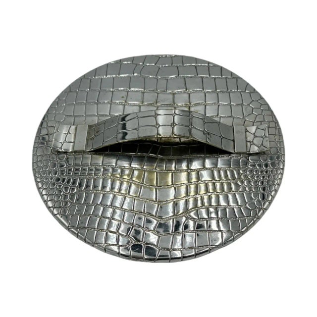 Silver Vintage Christian Dior Silver Plated Croc Ice Bucket Made in Italy For Sale - Image 8 of 12