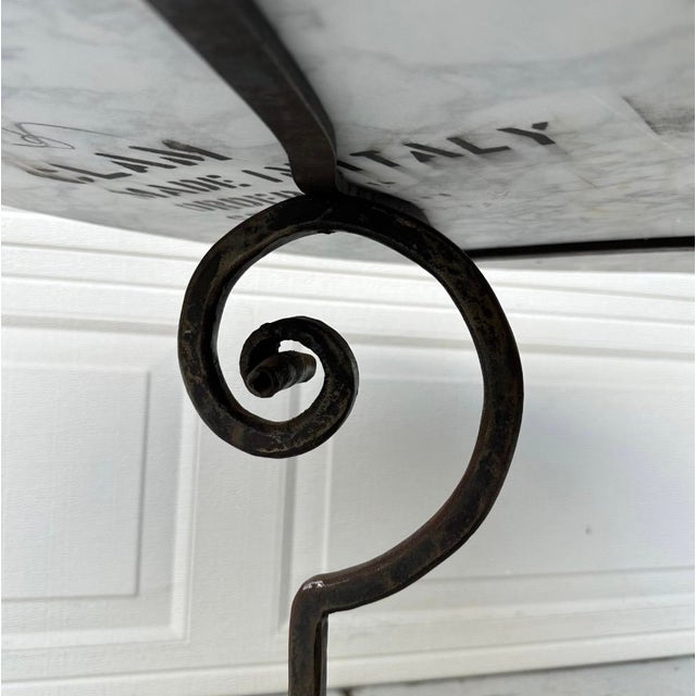 French Art Nouveau Iron Coffee Table With Italian Carrara Marble Top, Late 19th C. For Sale - Image 10 of 18