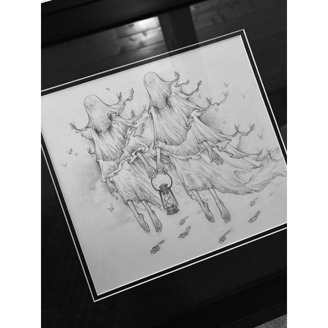 Wandering Ghost Sisters presents a hauntingly ethereal scene of two ghostly figures, their flowing garments merging with...
