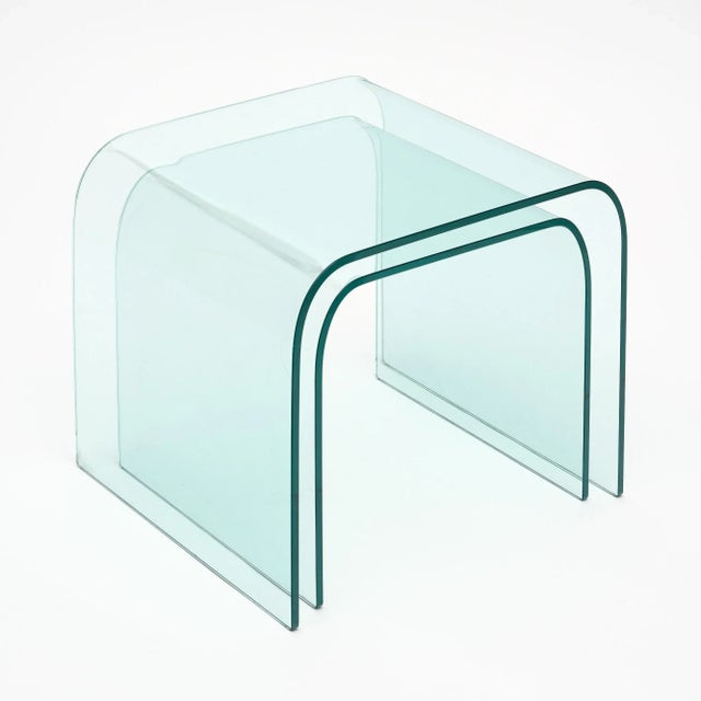 Glass Mid-Century Modern Waterfall Nesting Tables For Sale - Image 7 of 9