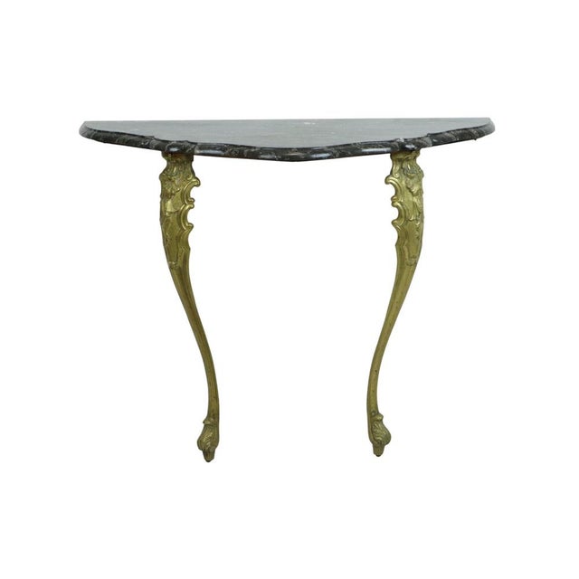 1950s French Marble Console Table with Ornate Brass Legs, 1950s For Sale - Image 5 of 17