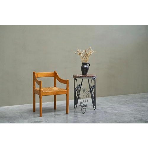 French Art Deco Fer Forgé Side Table in Iron and Marble, 1930s For Sale - Image 4 of 15