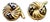 Yellow Gold Button-Shaped Cufflinks with Enamelled Applications, Set of 2 For Sale