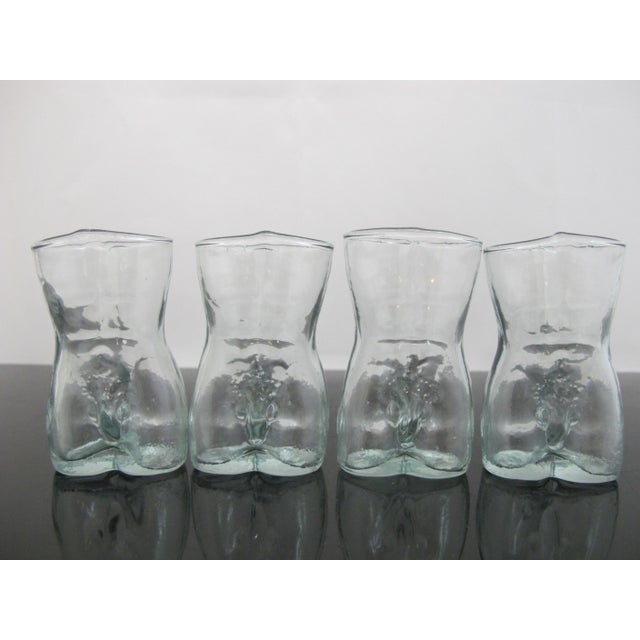 Figurative Nude Male Torso Anatomically Correct Clear Cocktail Party Shot Glass Set of 8 For Sale - Image 3 of 9