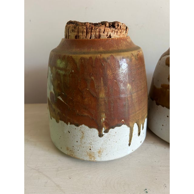 Ceramic Vintage Mid Century Studio Pottery Canister Set of 4 With Cork Lids Signed Lair For Sale - Image 7 of 12