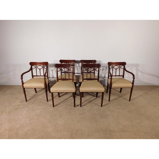 Antique Circa 1920s-30s Set of 6 Sheraton Charak Furniture Dining Chairs For Sale - Image 9 of 18