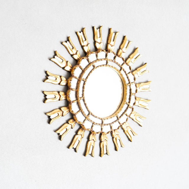 Mid-Century Modern Sunburst Mirror, 1950s For Sale - Image 3 of 12