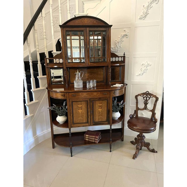 Antique Victorian Inlaid Rosewood Side Cabinet For Sale - Image 5 of 14