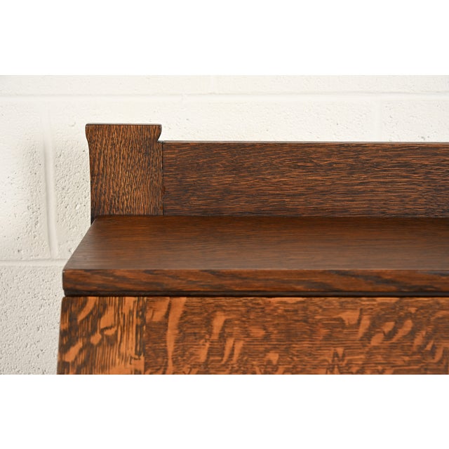 Brown Stickley Brothers Style Antique Mission Oak Arts & Crafts Drop Front Secretary Desk, Circa 1910 For Sale - Image 8 of 18