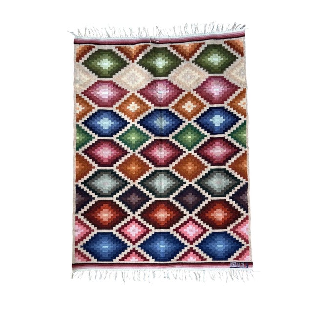 Tribal Hand-Woven Ecuadorian Wool Kilim, Signed For Sale - Image 3 of 13