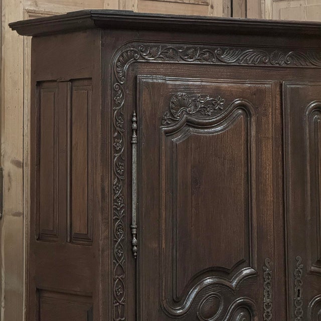18th Century Country French Normandy Carved Oak Armoire For Sale In Dallas - Image 6 of 18