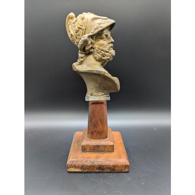 Grand Tour Antique "Grand Tour" Spelter Bust: Spartan King Menelaus For Sale - Image 3 of 11