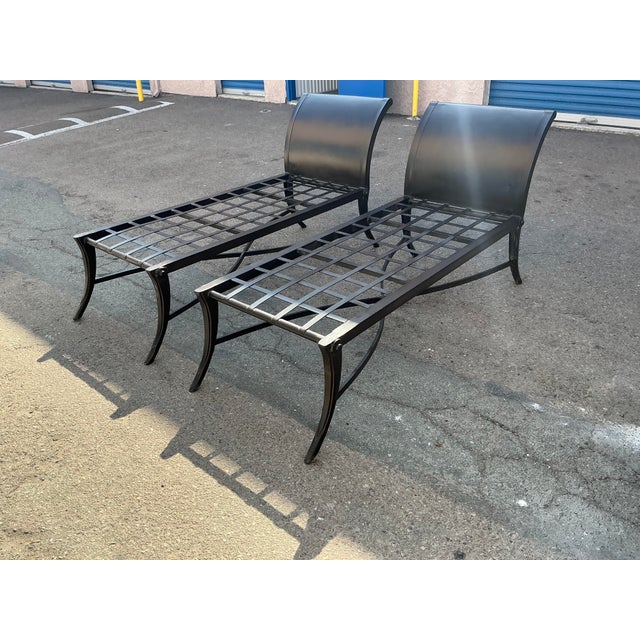 Modern Mid Century Klismos Style Patio Chaise Lounges - Pair For Sale - Image 4 of 9