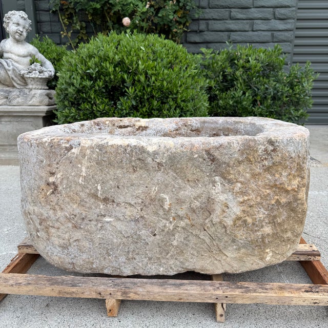 Stone Antique Limestone Trough 51326a 31"w For Sale - Image 7 of 9