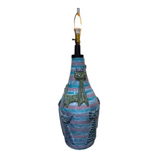 1960s Italian Large Ceramic Cat Lamp Attributed to San Polo Venice For Sale