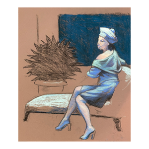 1990 Lady in an Interior Pastel Pastel