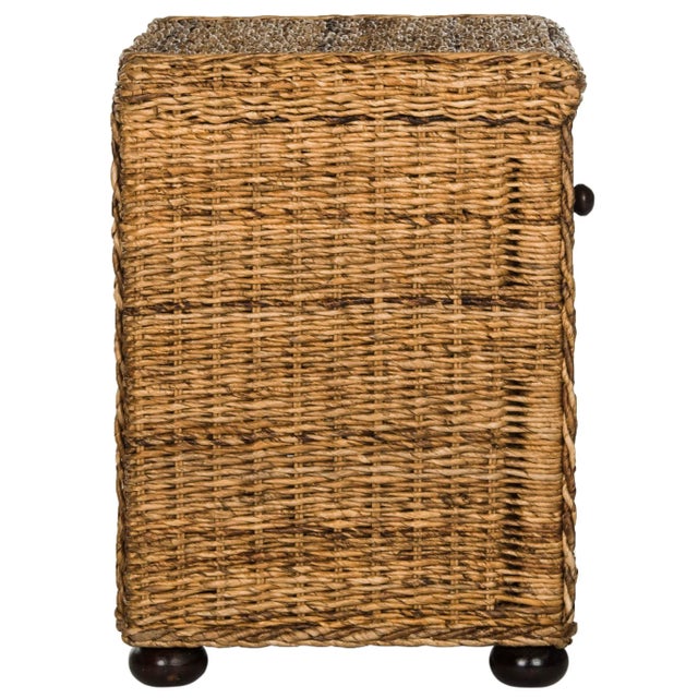 Natural Brown Wicker Nightstand With Drawer And 8"H Storage in Natural Abaca Brown For Sale - Image 4 of 10