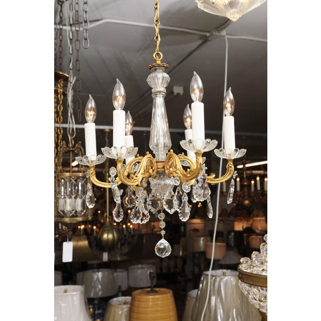 Petite Gilt Bronze & Crystal Louis XV Style Chandelier, 1930s France For Sale - Image 9 of 13