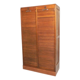 Vintage Roller Shutter Cabinet in Oak, 1950s For Sale