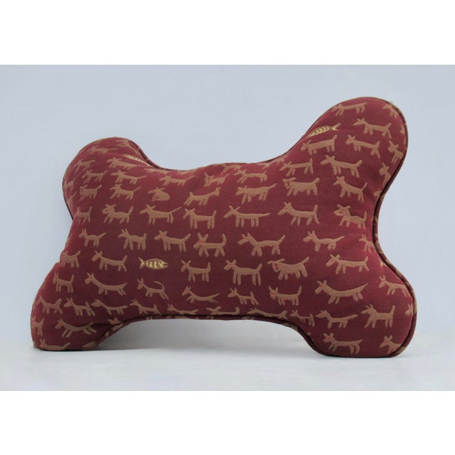 Vintage: Donghia Textile, "Housepets," Pattern #5850, color aubergine, is this custom down-filled pillow shaped like a dog...