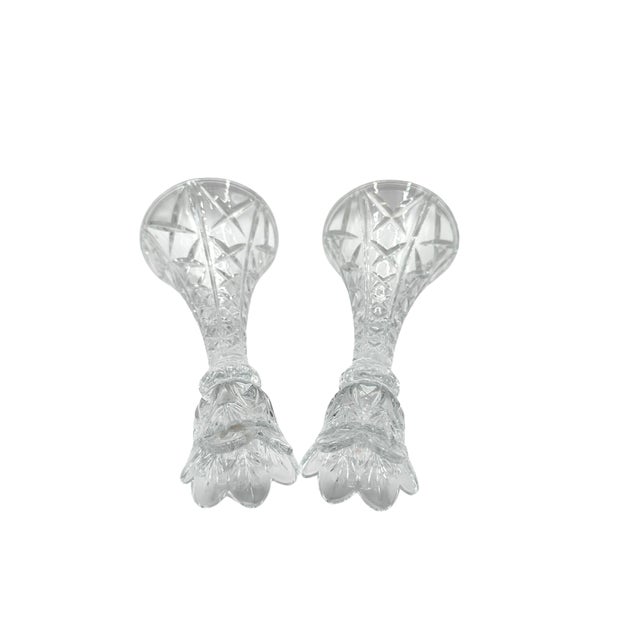 Vintage DePlomb 24% Lead Crystal Candlestick Holders - Set of 2 For Sale - Image 4 of 12
