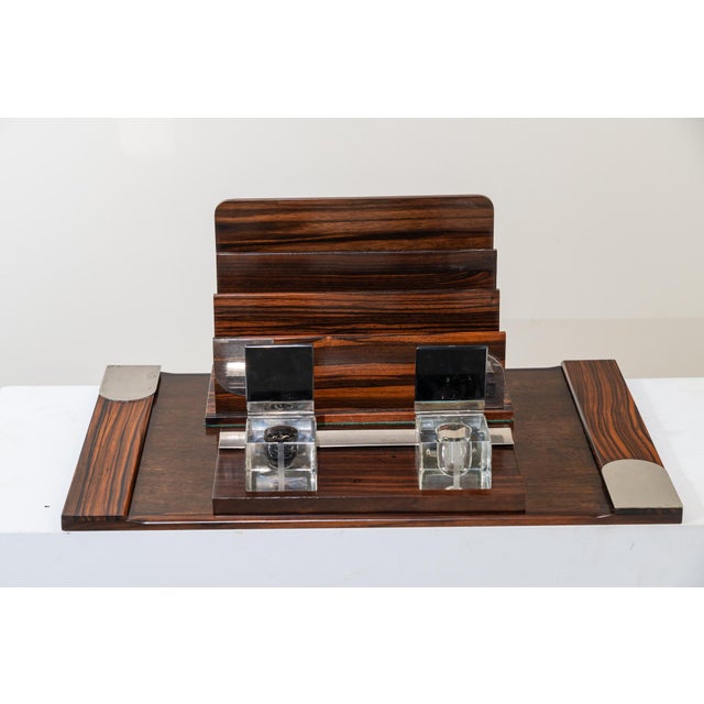 1920s Large Art Deco Writing Set in Macassar Ebony, France, 1920s, Set of 4 For Sale - Image 5 of 8