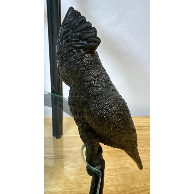 Exotic Modern Bronze & Glass Two-Tier Drinks/Side Table with Perched Parrot For Sale - Image 11 of 12